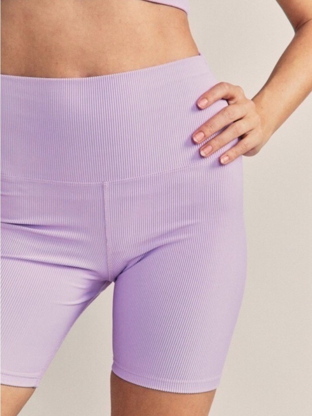 Beach Riot x Loves Shack Fancy Ribbed High waisted Bike Shorts - Lilac